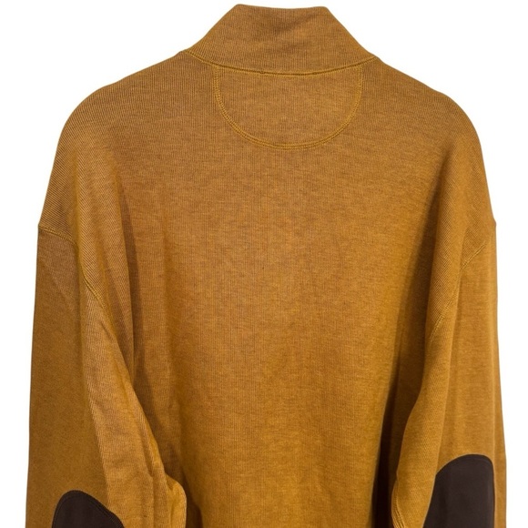 NWOT Daniel Cremieux Mustard and Brown Elbow Patch Quarter Zip Sweater Men's XL - Picture 6 of 11